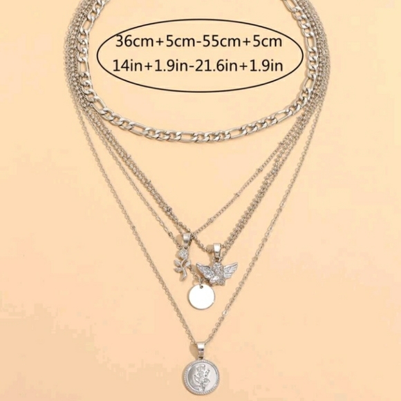 New Silver Pendant Layered Necklace - Picture 6 of 6